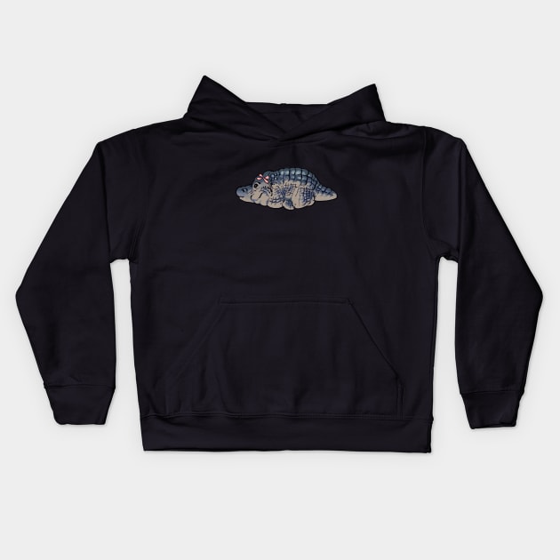 Mudwizard draws the cute chonk crocodile with pink bow ribbon meme / funny animal meme Kids Hoodie by mudwizard